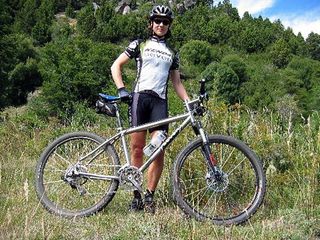 Mary poses with her new, wicked bike.