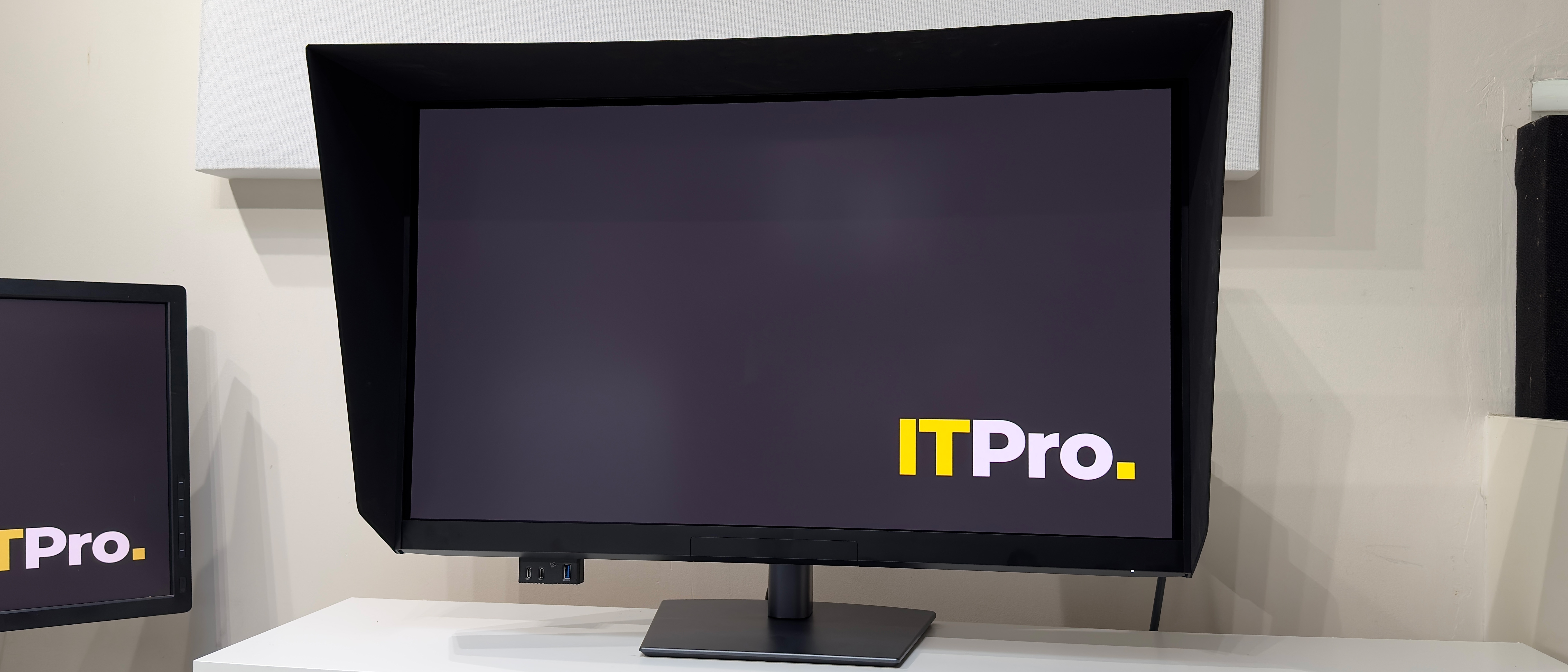 The Dell UltraSharp U3226Q monitor on a desk