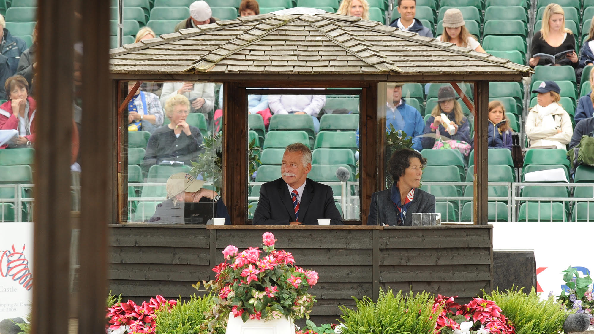 Stephen Clarke in a dressage judges' box at a show