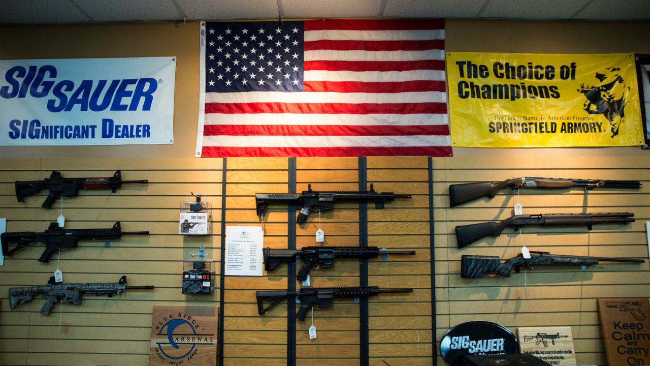 Firearms under a US flag