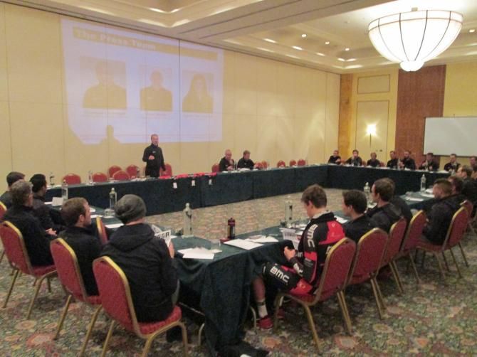 A session of media training followed a welcome of the riders by President/General Manager Jim Ochowicz