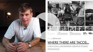 Screenshot from Frederik Trovatten video, with Frederik Trovatten on the left and a screenshot of an article on the right 