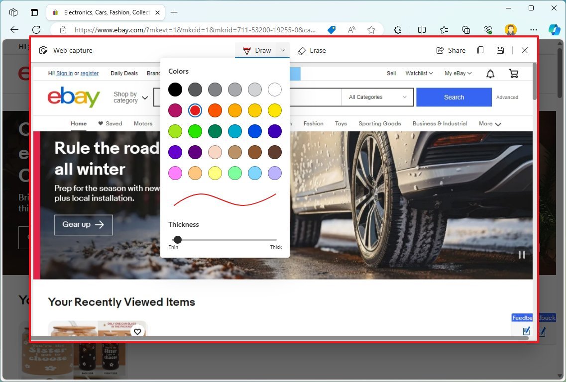 Editor de capturas de pantalla de Microsoft Edge