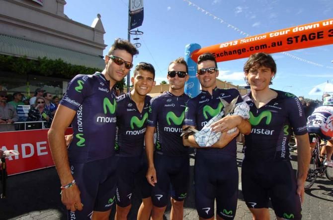 Movistar send home proof that they are indeed at the Tour Down Under.