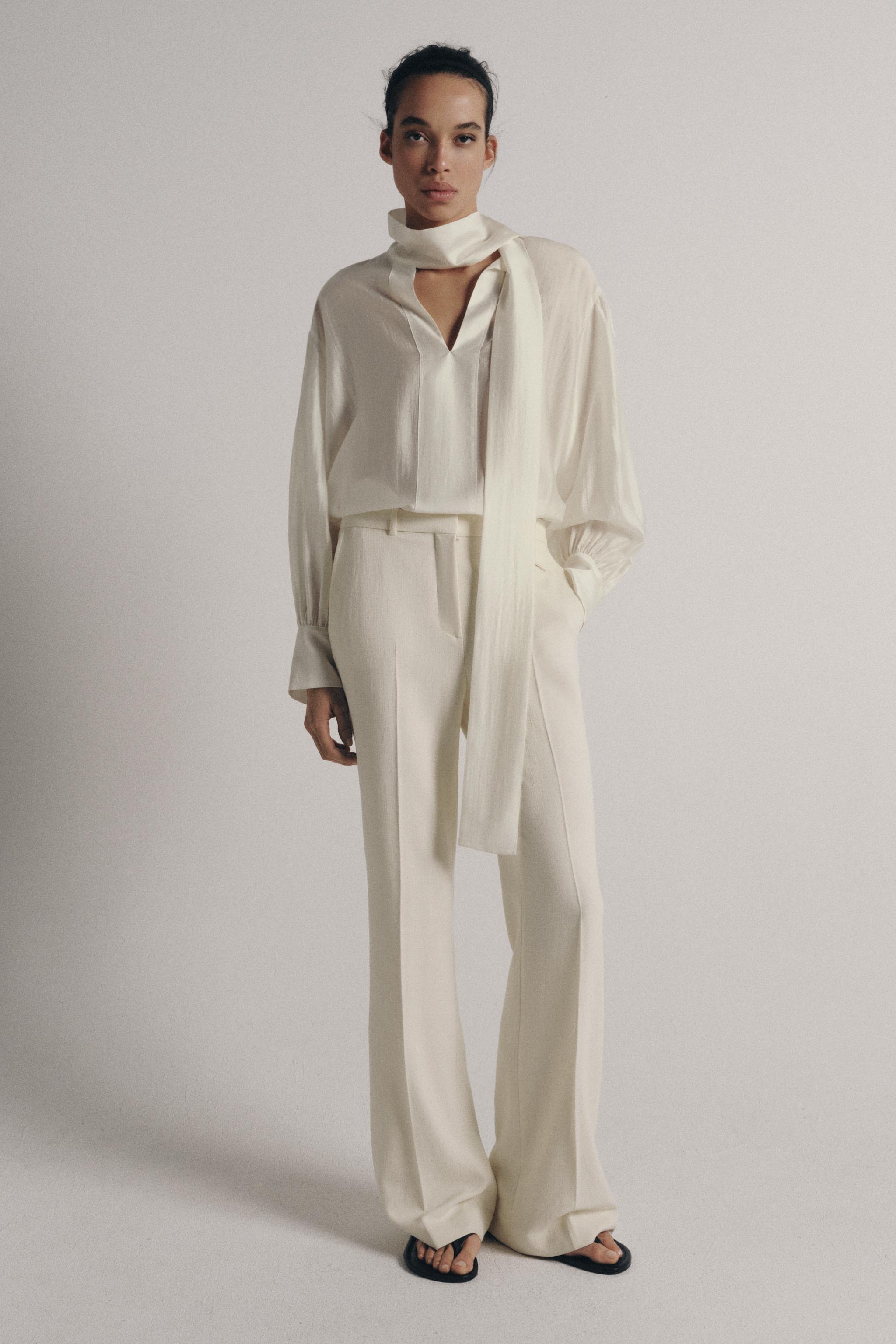 Satin Effect Shirt With Ties Zw Collection