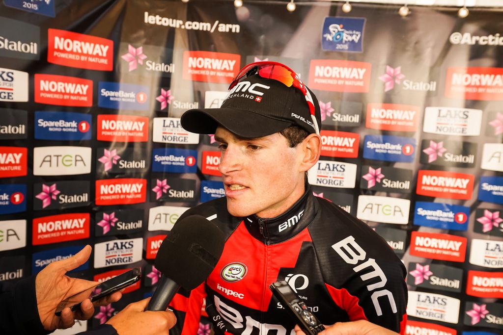 Ben Hermans (BMC) with the press