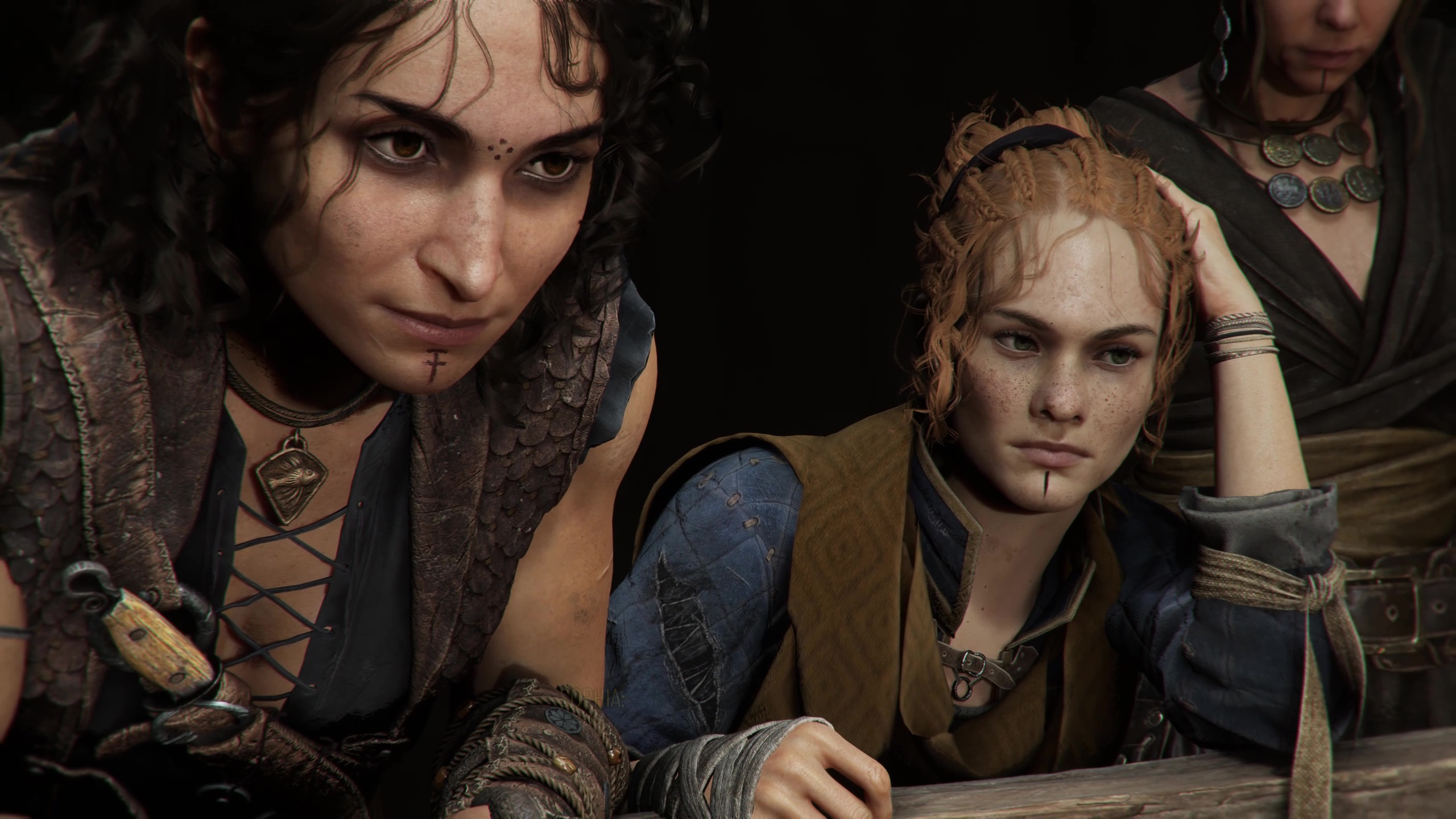Sophia and Leni watch an arena fight from the stands in Resonance: A Plague Tale Legacy