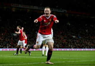 Wayne Rooney celebrates for Manchester United