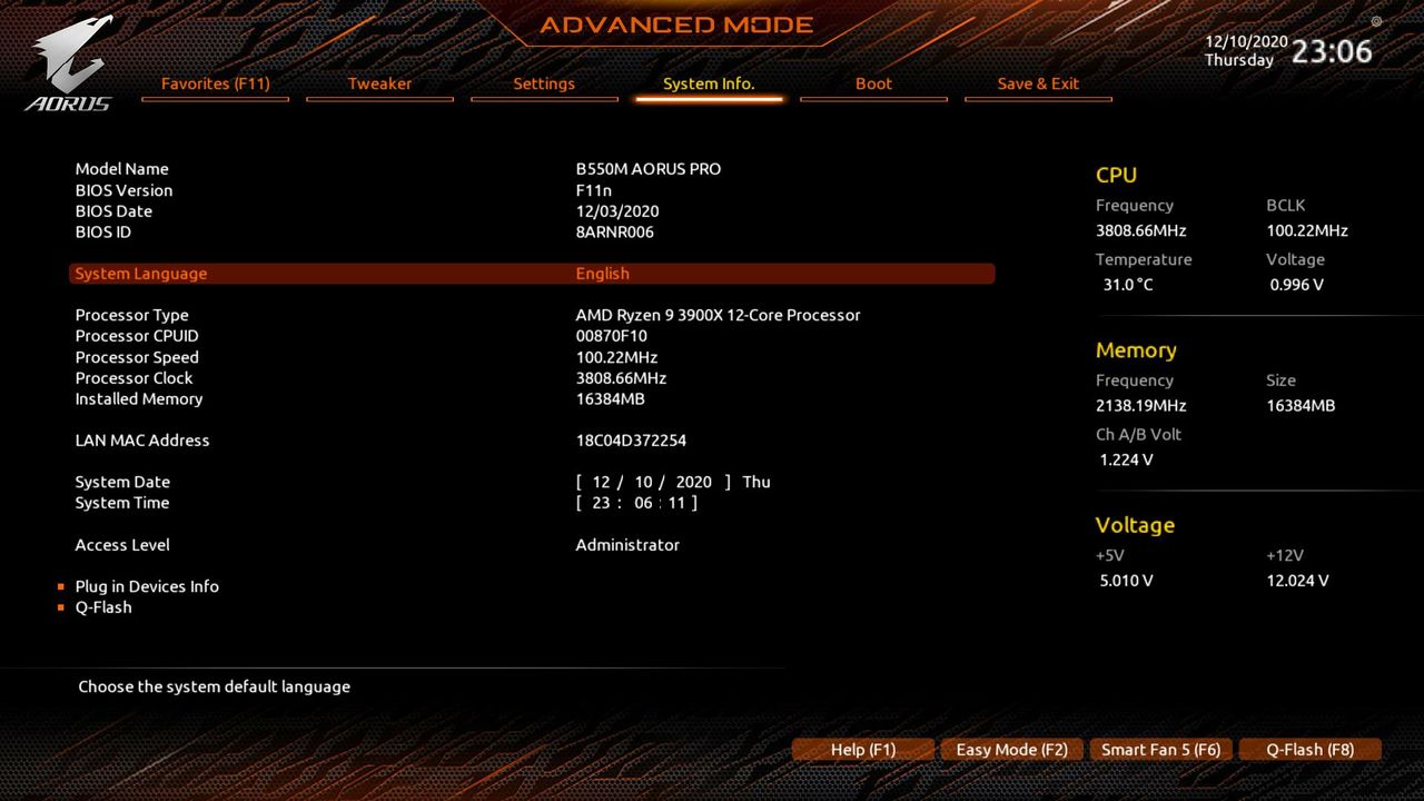 Gigabyte B550M Aorus Pro