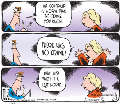 Political cartoon U.S. Hillary Clinton Cover Up