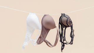 Air drying bras on washing line