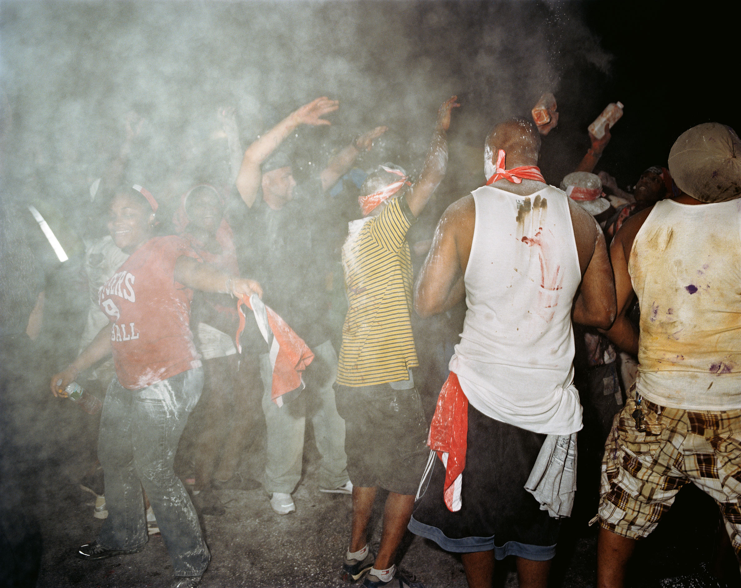 Photo of people protesting in smoke.