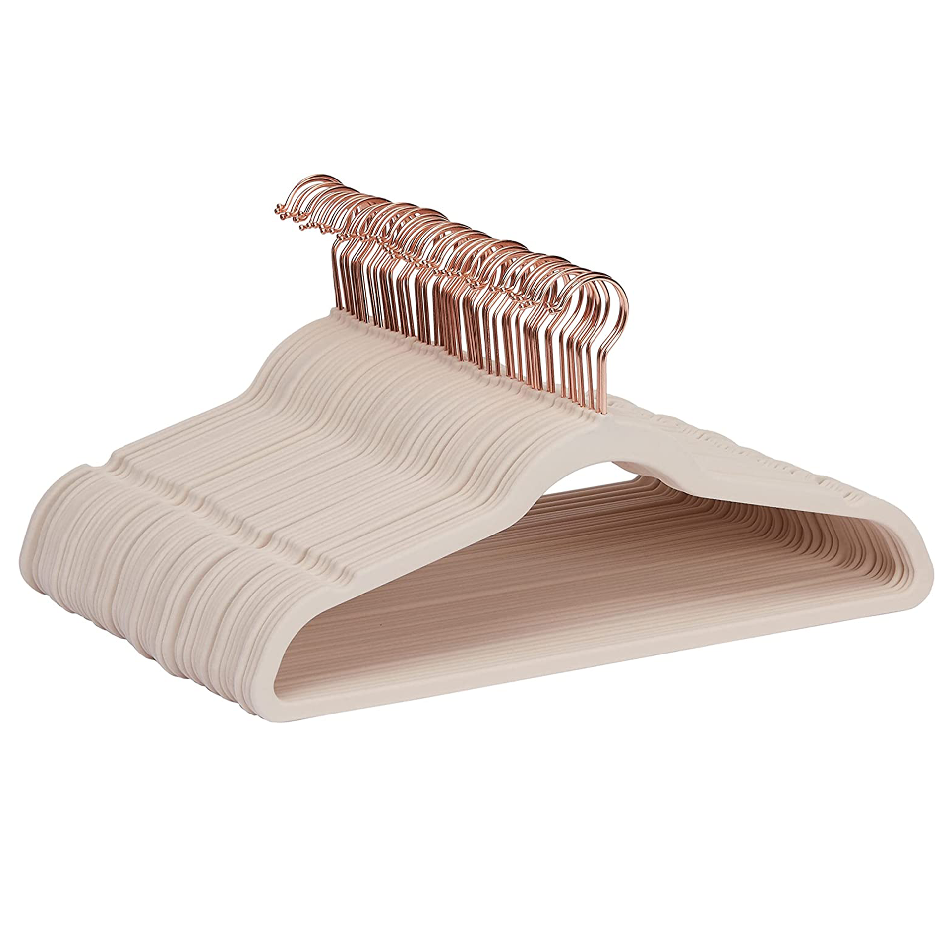 Satu set 50 gantungan beludru merah muda memerah dengan perangkat keras emas mawar