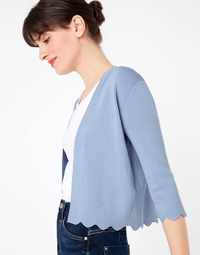 M&amp;S Scallop Edge Fitted Cropped Cardigan