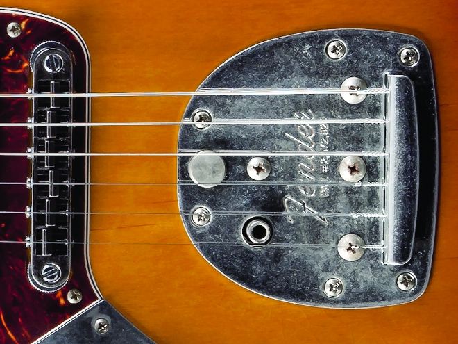 Featuring a black chrome Gotoh bridge and a functioning vibrato (vibrato arm not pictured).