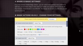 Magic Actions settings