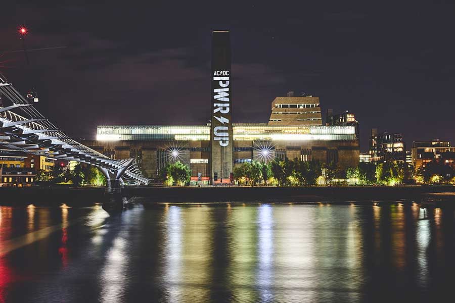AC/DC projected onto the Tate Modern