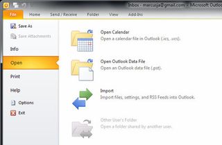 Select import contacts in Outlook 2010