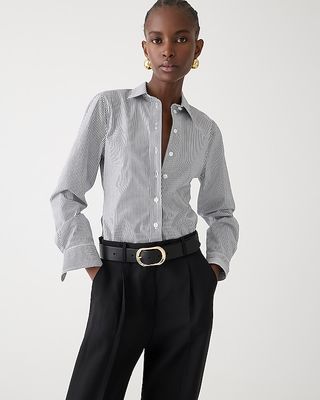 Wren Slim Shirt in Striped Stretch Cotton Poplin Blend