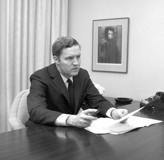 Frank J. Shakespeare, president of CBS Television. Image dated March 26, 1968. New York, NY. 