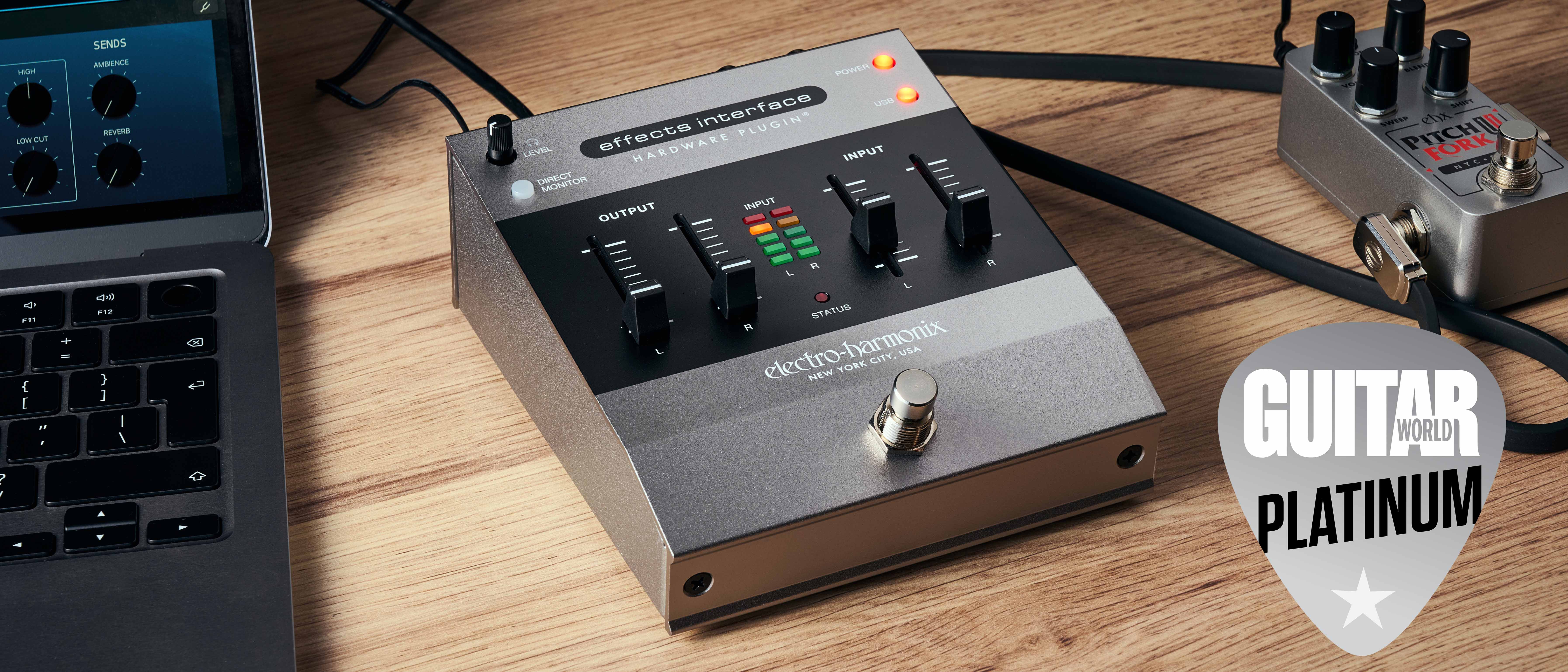 Electro-Harmonix Pedal Interface shot on desktop with laptop set up