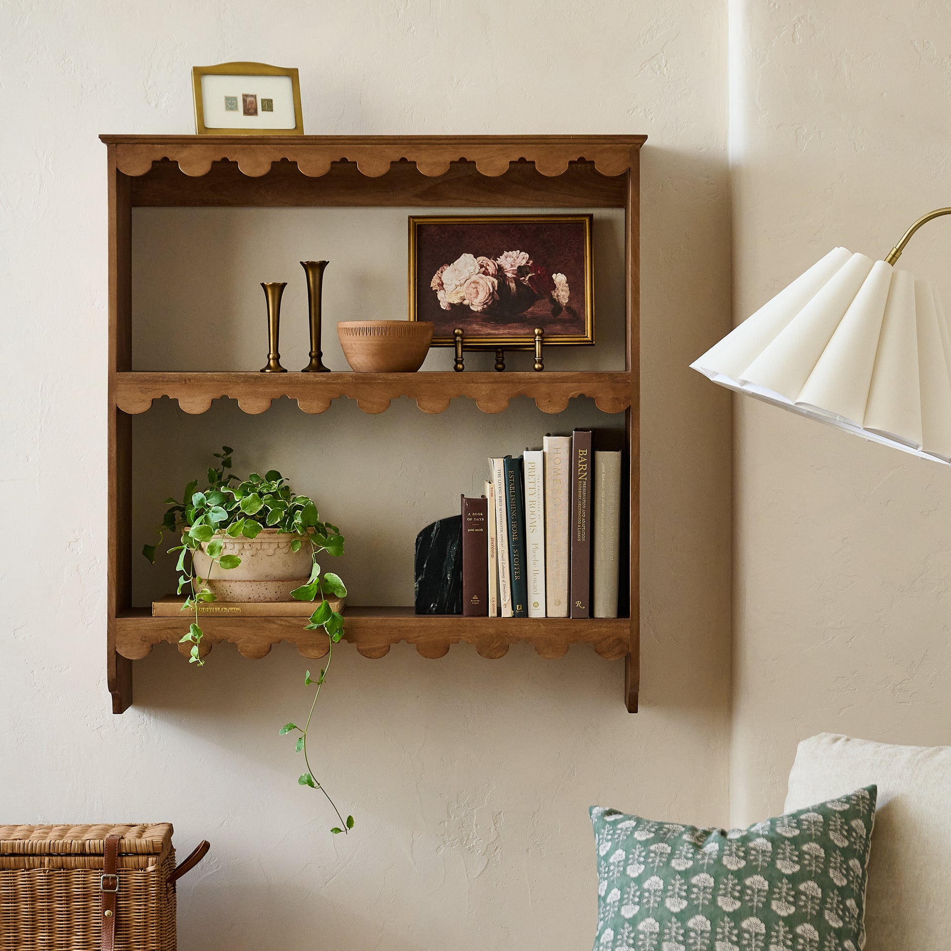 Linnea Antiqued Wood Shelf