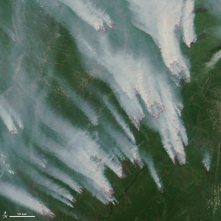 Wildfires in Siberia seen by a NASA satellite