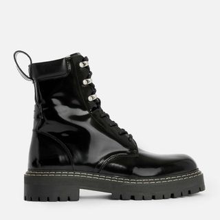 All Saints Heidi Shiny Leather Lace Up Boots