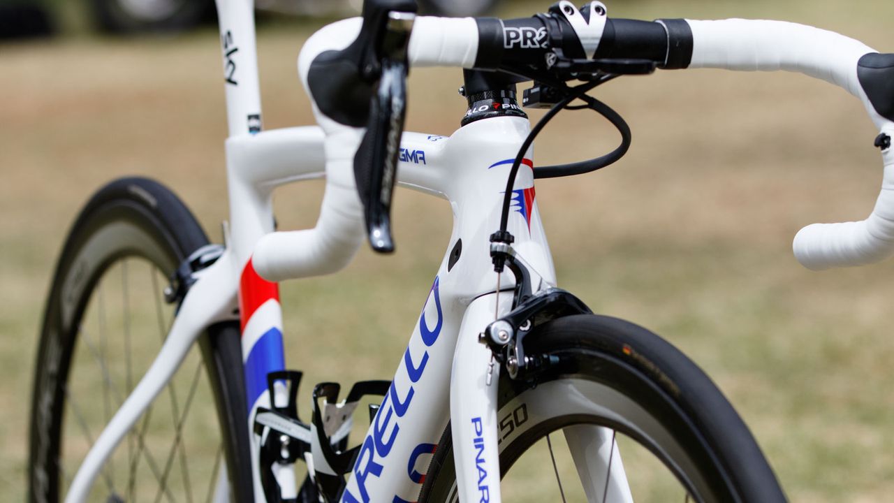 The custom painted Pinarello of Two-time British road national champion - Peter Kennaugh