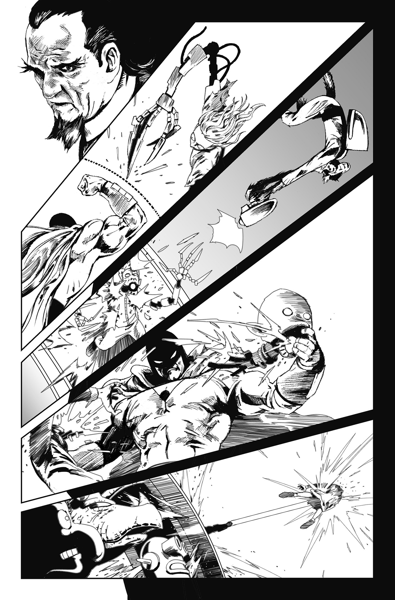 Space Ghost tearing apart a robotic enemy