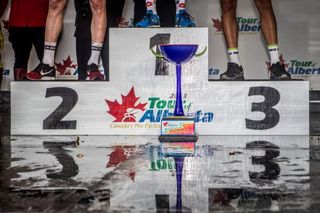 This week's race winner got to take home the Tour of Alberta cup.