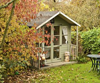 Garden shed in the fall