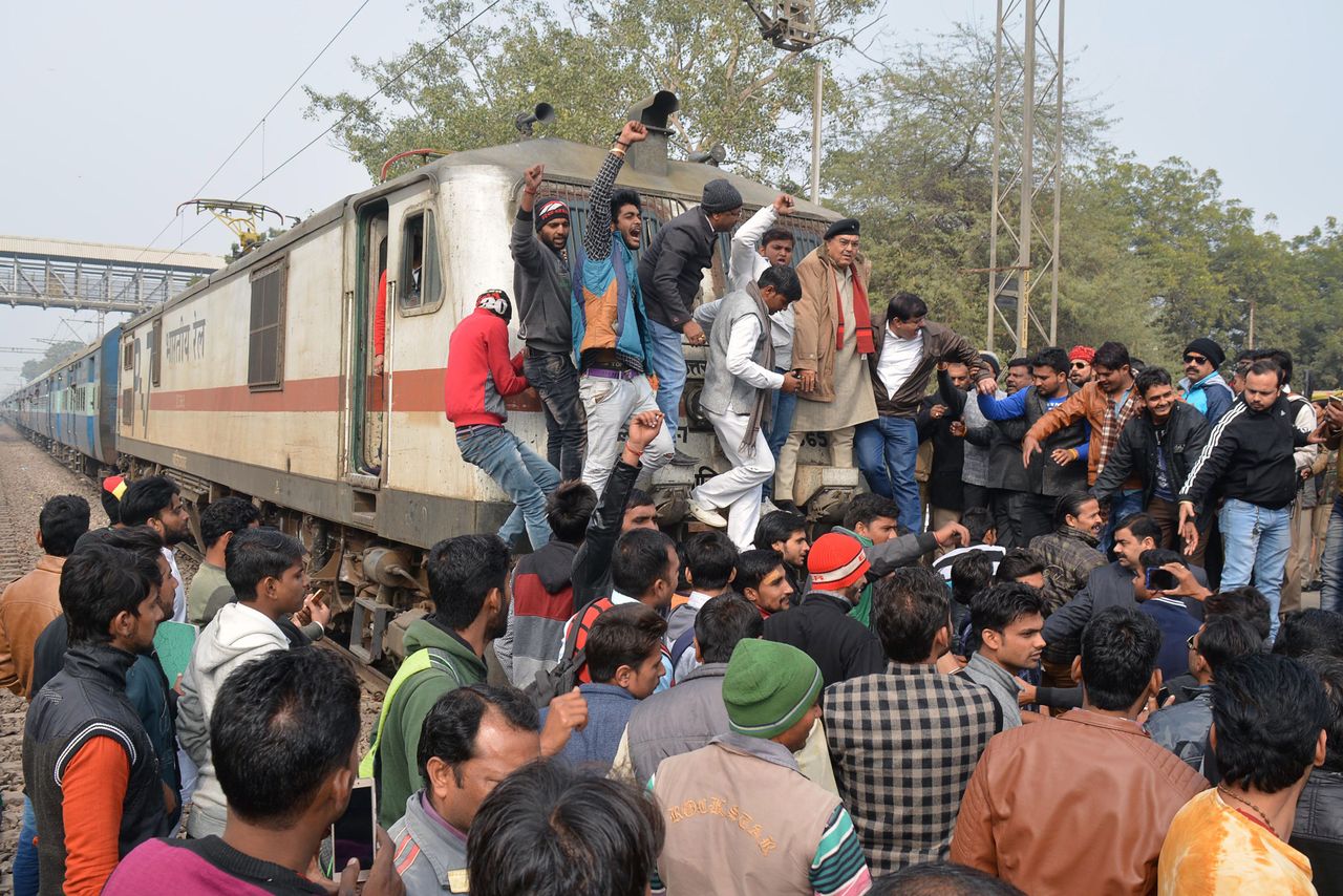 A protest against the movie &amp;#039;Palmaavati&amp;#039; in Uttar Pradesh, India. 