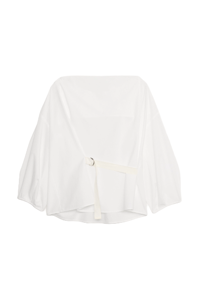 Banana Republic, Reversible Cotton Poplin Cowl-Neck Tie-Waist Top