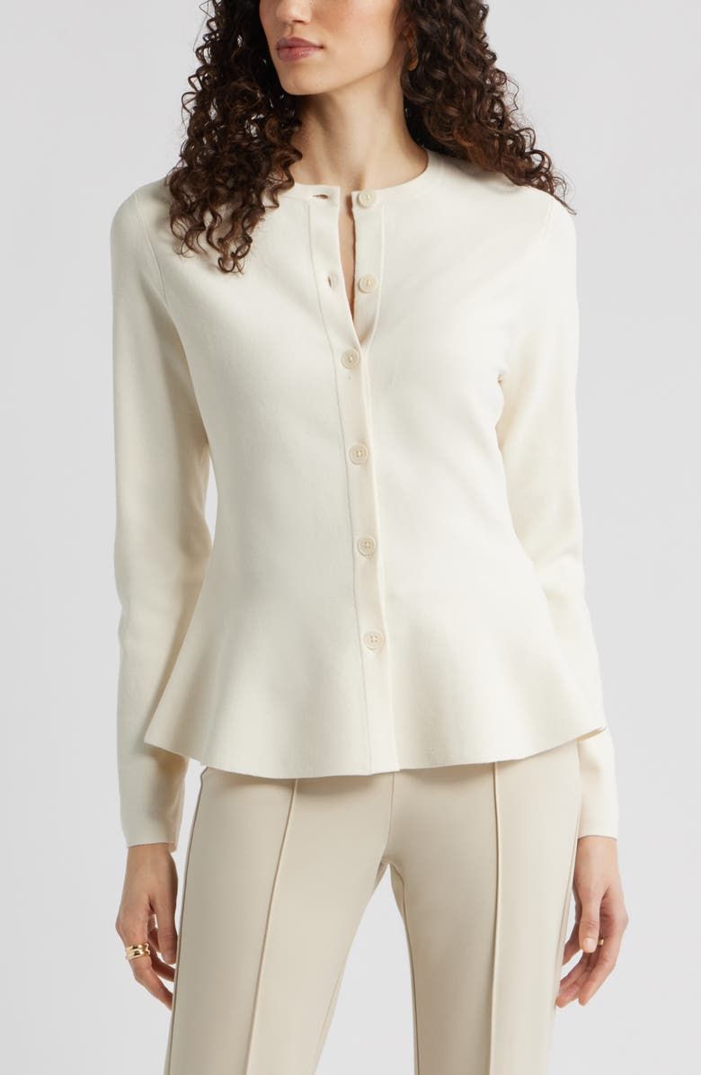 Flared Crewneck Cardigan