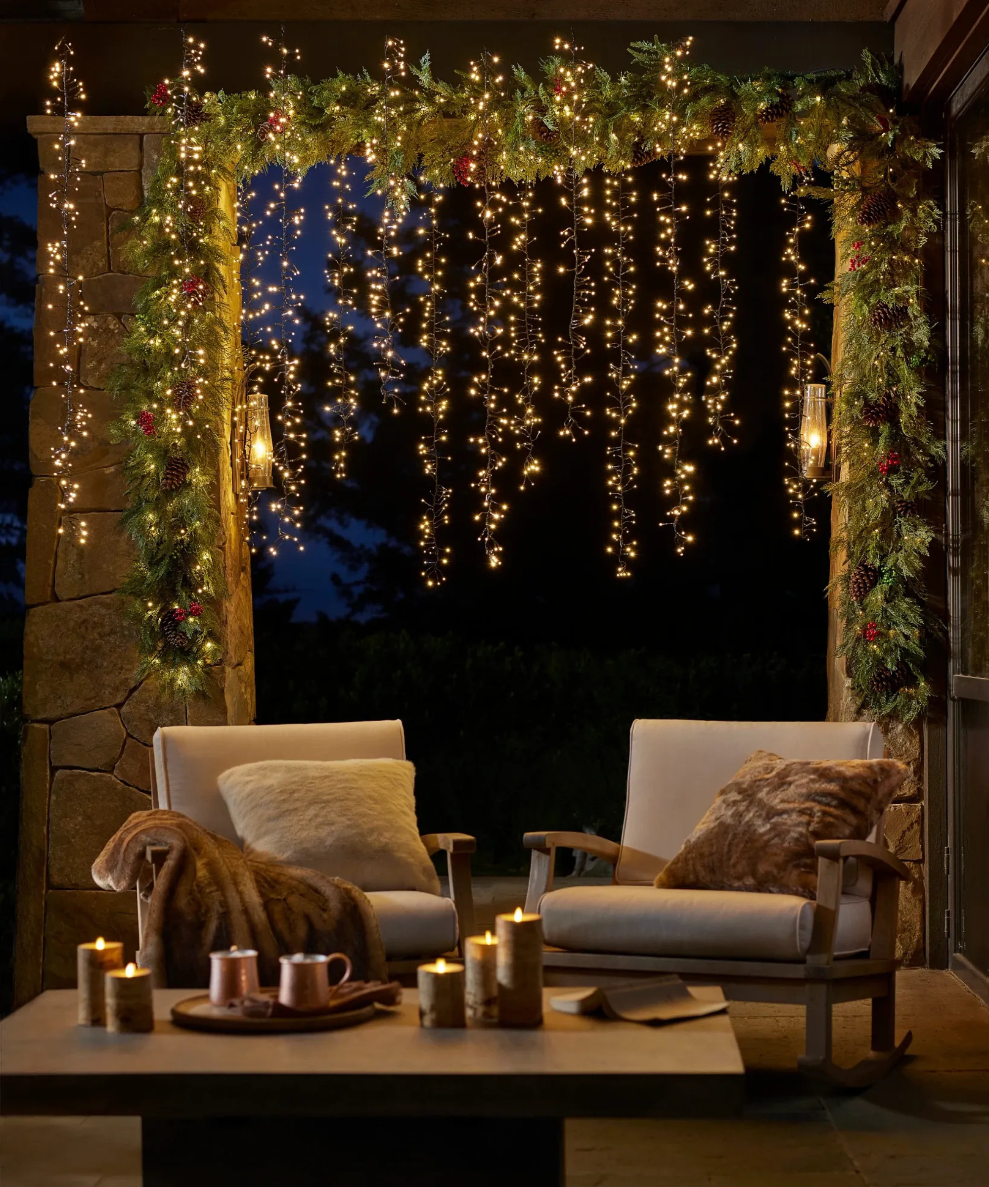 a festive porch decorated for Christmas