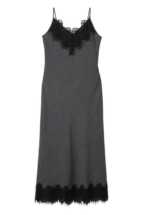 Checked Lace Trim Dress