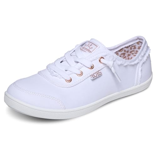 Skechers Women's Bobs B Cute Sneaker &amp;ndash; Memory Foam, Flexible Outsole, Lightweight Vegan Shoes, White, 7.5 Wide