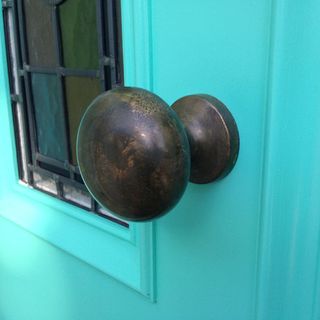 front door with verdigris colour