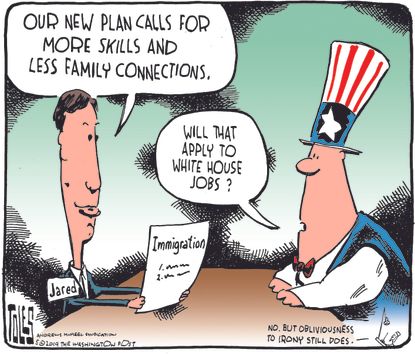 Political cartoon U.S. Jared Kushner Trump nepotism