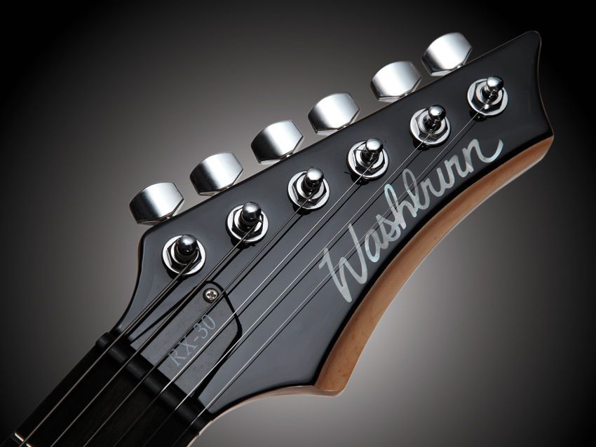 Washburn's pointy headstock reminds you this guitar wasn't made to be too grown-up.