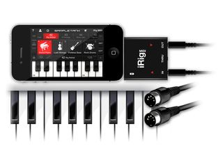 The iRig MIDI interface and SampleTank for iOS.