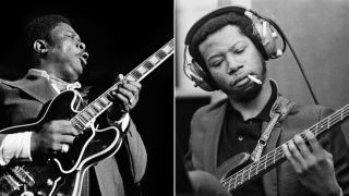 Blues musician B.B. King and American bass guitarist Jerry Jemmott