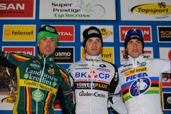 Superprestige Diegem elite men's top three (l-r): Sven Nys, Niels Albert, Zdenek Stybar