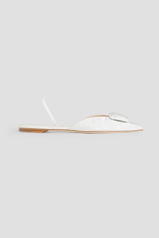 Sabine Appliquéd Moire Slingback Point-Toe Flats