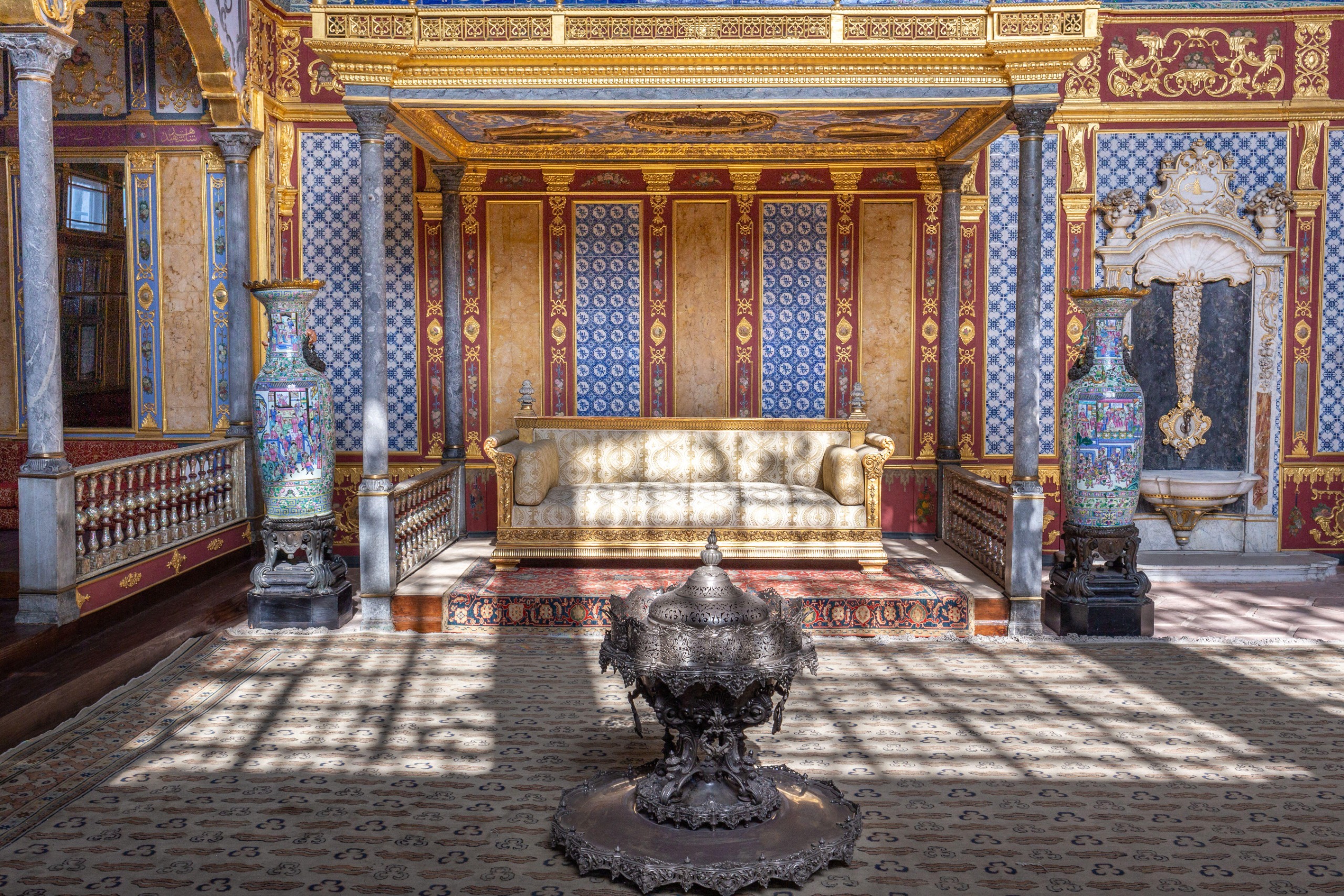 Interior view of the Imperial Harem section in the Topkapi Palace which is a large museum in the east of the Fatih district of Istanbul in Turkey