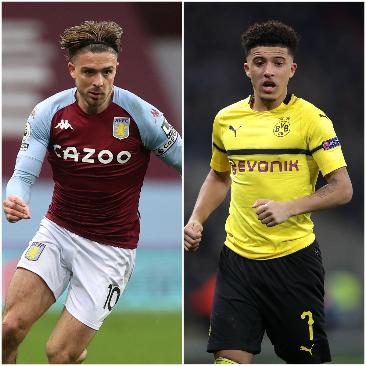 Composite pic of Jack Grealish and Jadon Sancho