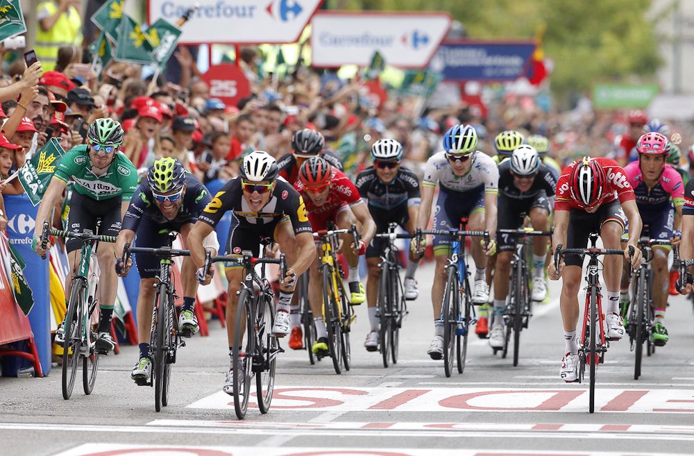 Kristian Sbaragli (MTN-Qhubeka) wins stage 10 of the 2015 Vuelta a Espana.