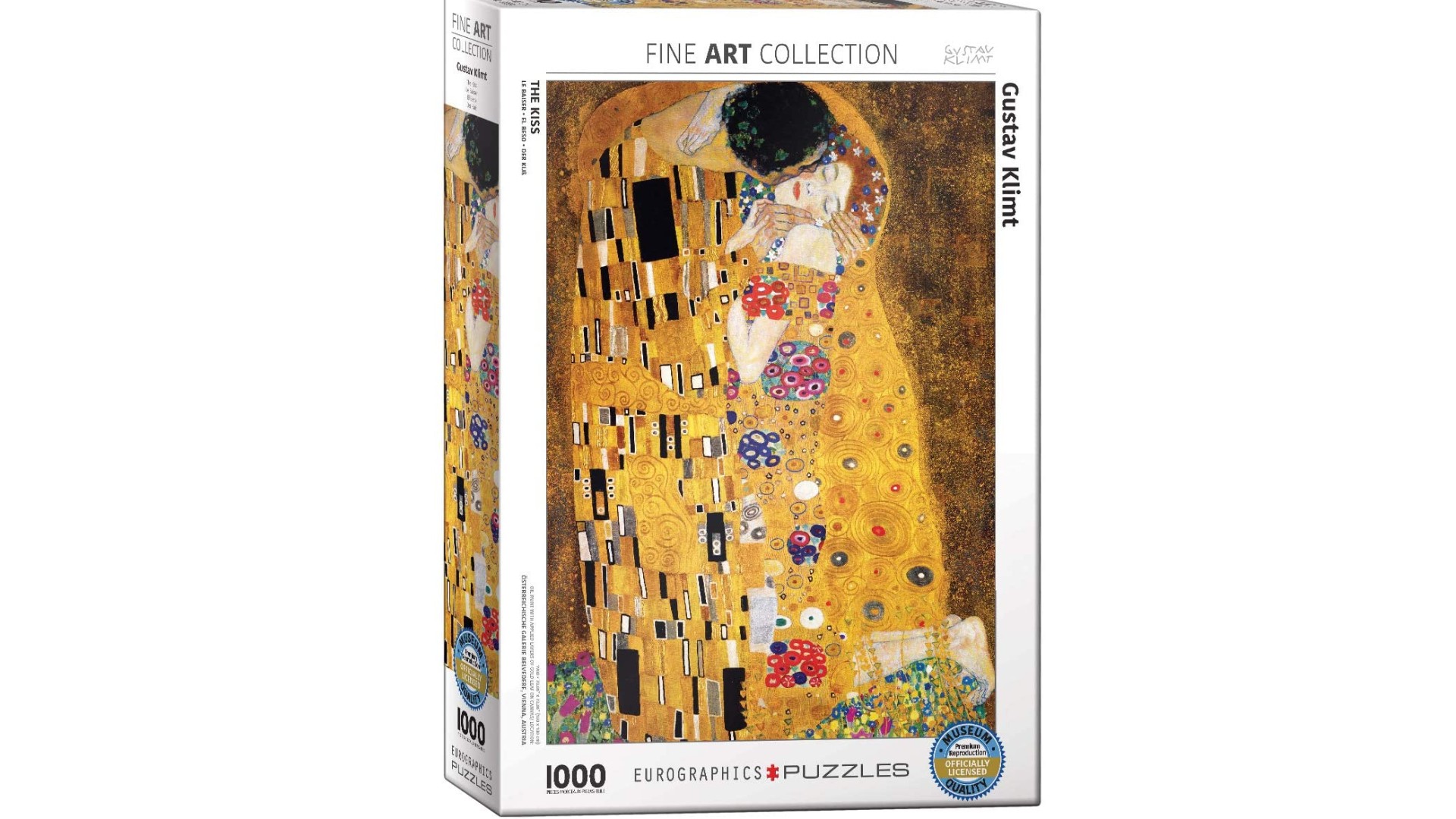 Jigsaw puzzle box featuring Gustav Klimt's The Kiss