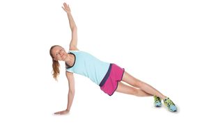 Woman doing a push-up into rotation